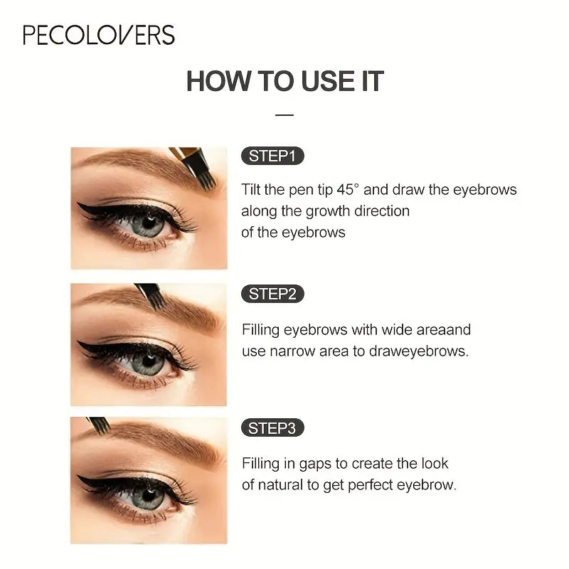 Waterproof 4 Points Microblading Eyebrow Pen with a Micro-Fork Tip Applicator (Pack of 2)