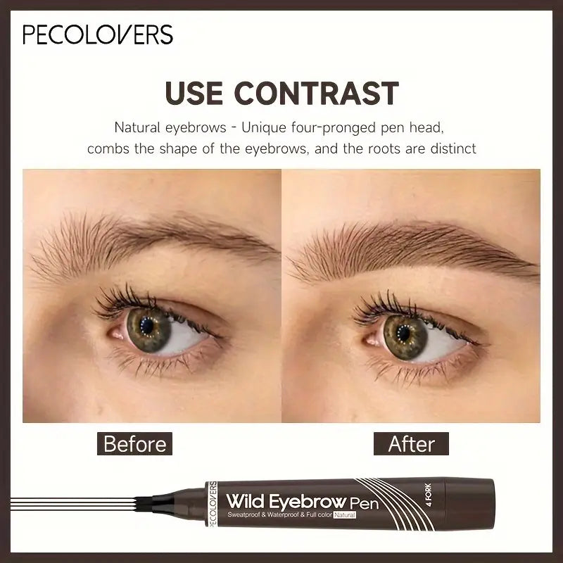 Waterproof 4 Points Microblading Eyebrow Pen with a Micro-Fork Tip Applicator (Pack of 2)