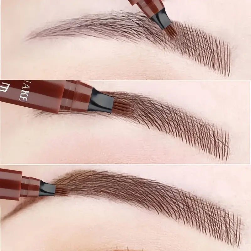 Waterproof 4 Points Microblading Eyebrow Pen with a Micro-Fork Tip Applicator (Pack of 2)